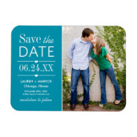 Modern Teal Hearts Wedding Photo Save the Date