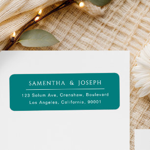 Modern Teal Minimalist Newlywed Return Address