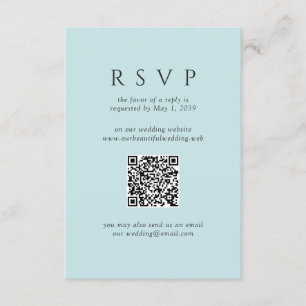 Modern Teal Minimalist QR Code Wedding RSVP Card