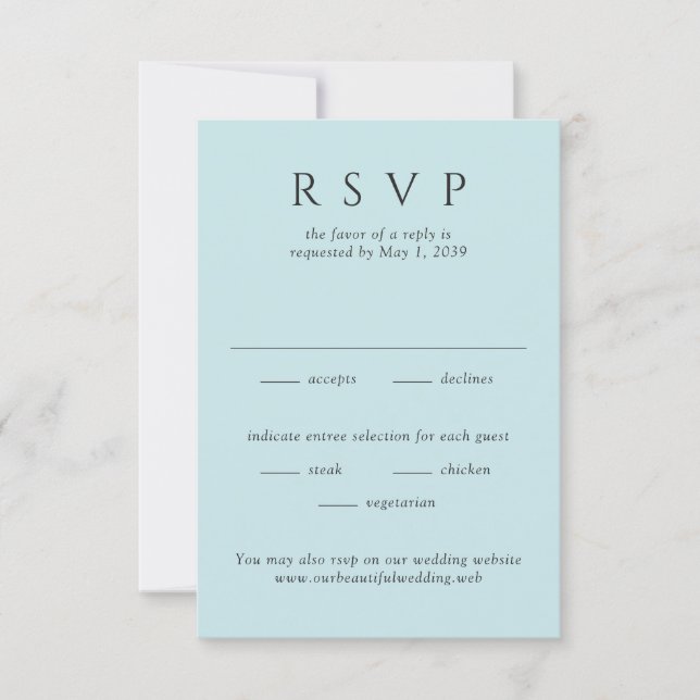 Modern Teal Minimalist Wedding RSVP Card (Front)