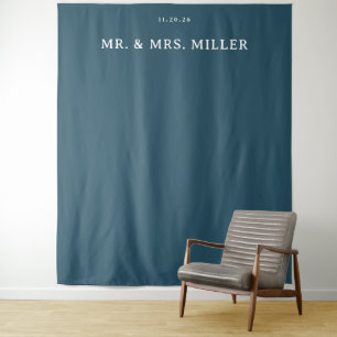 Modern Teal Minimalist Wedding Sign Tapestry