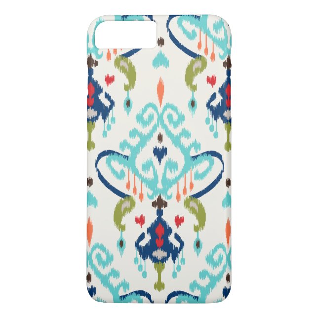 Modern teal navy red ikat tribal pattern Case-Mate iPhone case (Back)