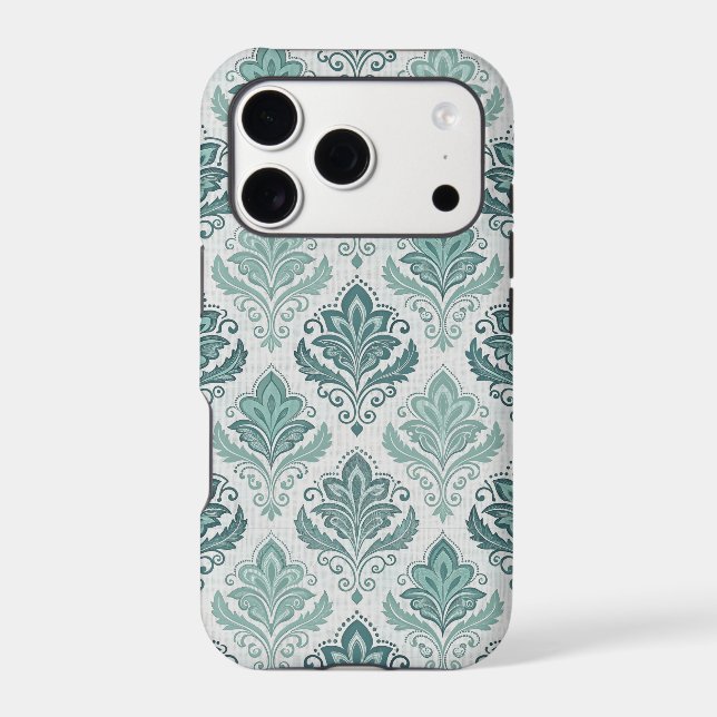 Modern Teal Nordic Damask (Back)