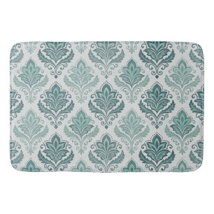Modern Teal Nordic Damask Bath Mat