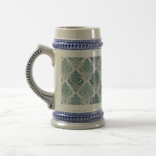 Modern Teal Nordic Damask Beer Stein