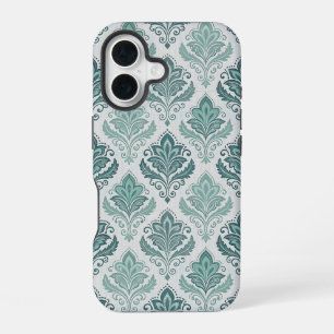 Modern Teal Nordic Damask iPhone 16 Case