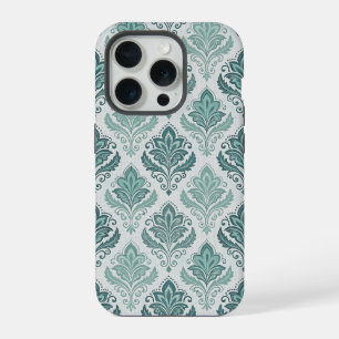 Modern Teal Nordic Damask iPhone 15 Pro Case