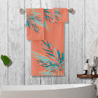 Modern Teal Palm Leaves Beach Coral