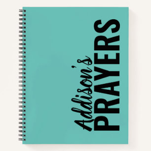 Modern Teal Personalized Prayer Journal Notebook