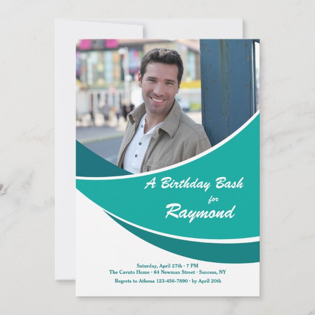 Modern Teal Photo Invitation (Front)