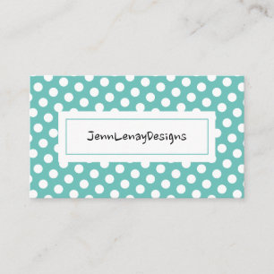 Modern Teal Polka Dots Pattern Chic Business Cards