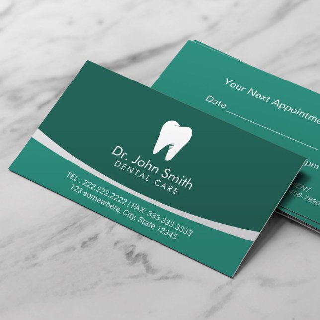 Modern Teal Professional Dental Care Appointment Card (Creator Uploaded)