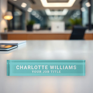 Modern Teal Professional Name and Job Title Nameplate