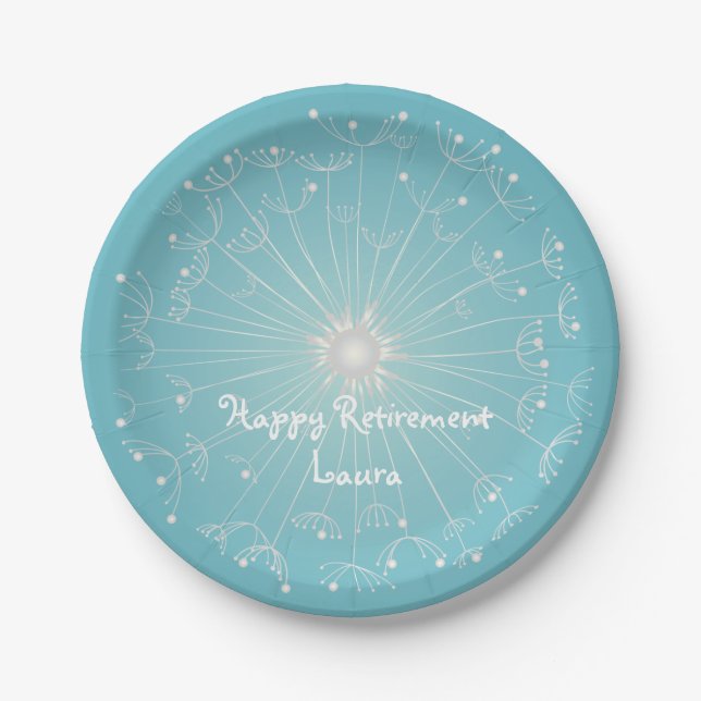 Modern, Teal Retirement Party Plates (Front)