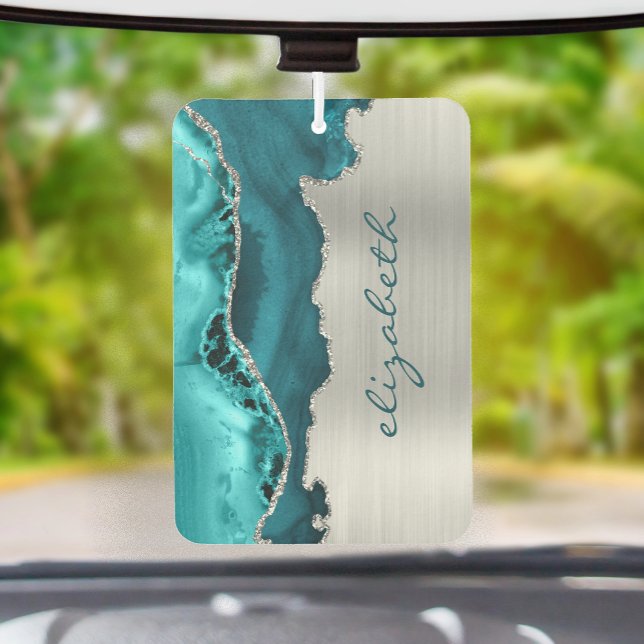 Modern Teal Silver Agate Metallic Air Freshener (Creator Uploaded)