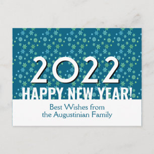 Modern TEAL Snowflakes Happy New Year 2022 Postcard