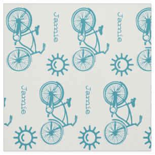 Modern Teal Sunshine Bicycle Personalized Fabric