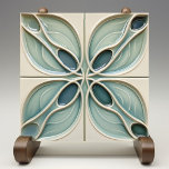 Modern Teal Taupe Abstract Tile<br><div class="desc">This contemporary ceramic tile captivates with its fluid abstract design, a seamless blend of modern art and functionality. It features a series of curvaceous shapes in a soothing palette of teal, ranging from soft seafoam to deep ocean blue, elegantly bordered by taupe lines against a light beige background. The illusion...</div>