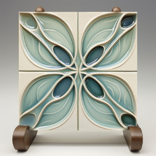Modern Teal Taupe Abstract Tile