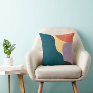 Modern Teal Terracotta Colour Block Abstract Throw Pillow