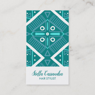 Modern Teal Tile Boho Geometric Pattern Business Card
