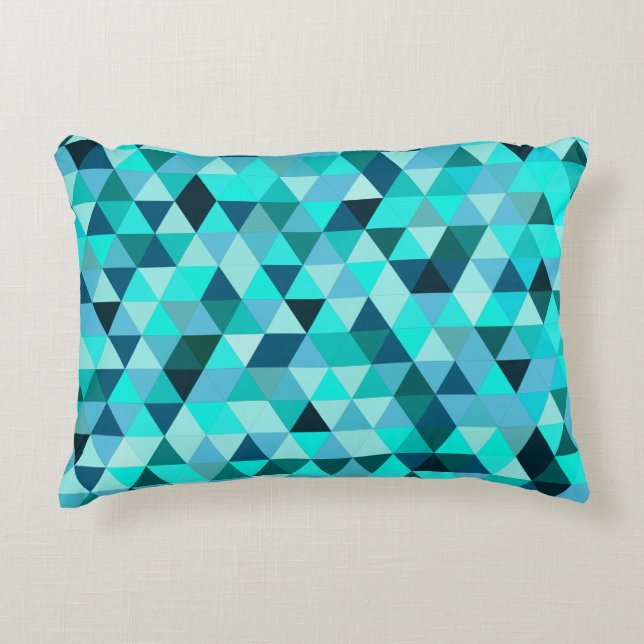 Modern Teal Triangles Pattern Accent Pillow (Front)