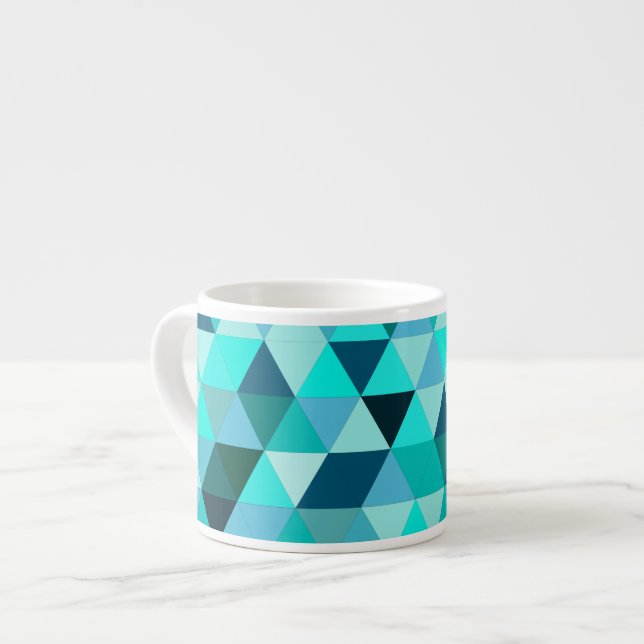 Modern Teal Triangles Pattern Espresso Cup (Front Left)