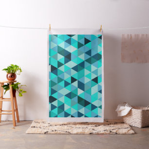 Modern Teal Triangles Pattern Fabric
