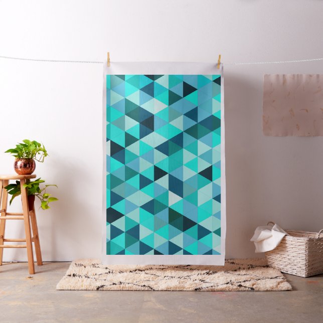 Modern Teal Triangles Pattern Fabric (In Situ)