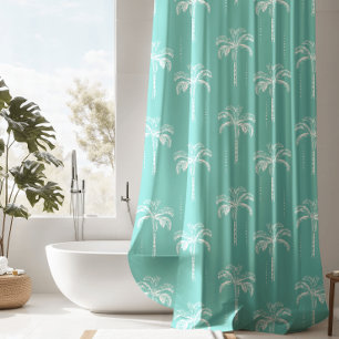 Modern Teal Tropical Palm Tree Pattern