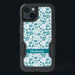Modern Teal Turquoise Flower Pattern Monogram<br><div class="desc">Modern Teal Turquoise Flower Pattern Monogram iPhone protective case with space for your name or monogram. Easy to customize with text,  fonts,  and colours. Created by Zazzle pro designer BK Thompson exclusively for Cedar and String; please contact us if you need assistance with the design.</div>
