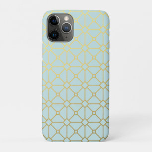 Modern Teal Turquoise Gold Pattern iPhone 11 Pro Case