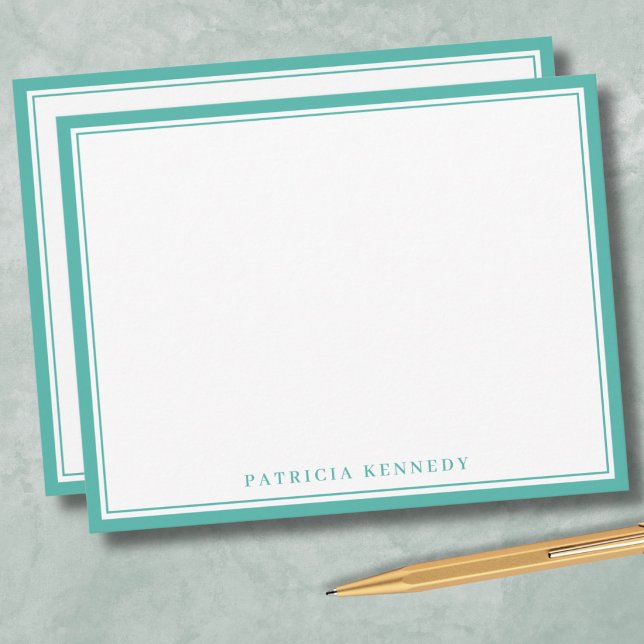 Modern Teal Two Border Name Personalized Card (Creator Uploaded)