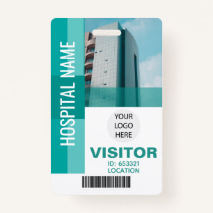 Modern Teal Visitor Bar Code, Logo ID Badge