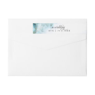 Modern Teal Watercolor Moss Agate BarefootBride™ Wrap Around Label