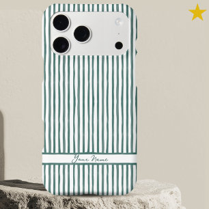 Modern Teal Watercolor Stripes Custom Name 