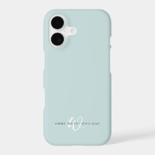 Modern Teal White Script Monogram