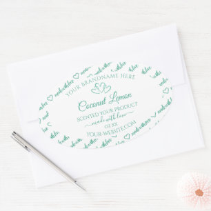 Modern Teal White Word Cloud Product Labels Hearts