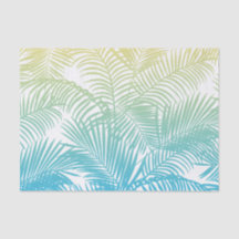 Modern teal yellow tropical palm trees pattern