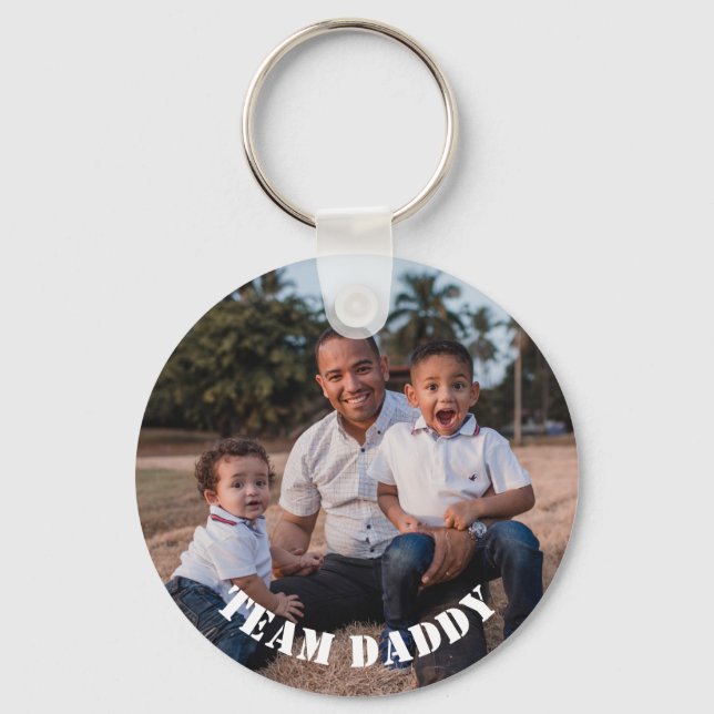 Modern Team Daddy Custom Photo Keychain (Front)