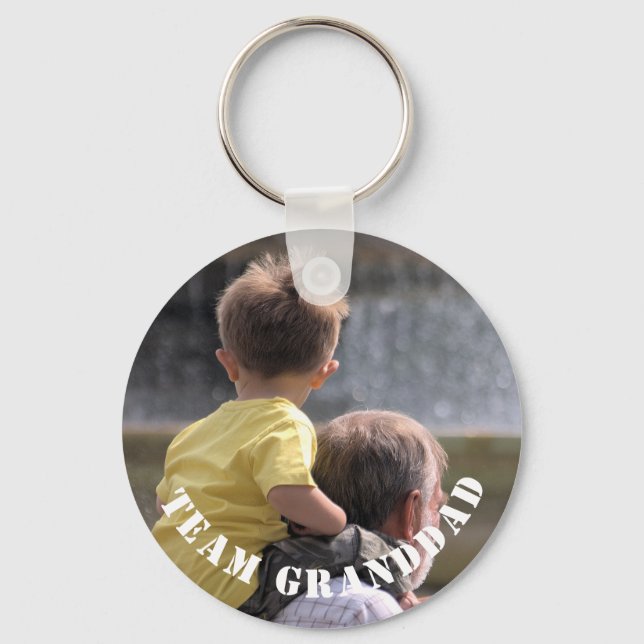 Modern Team Granddad Custom Photo Keychain (Front)