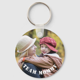 Modern Team Mommy Custom Photo Keychain