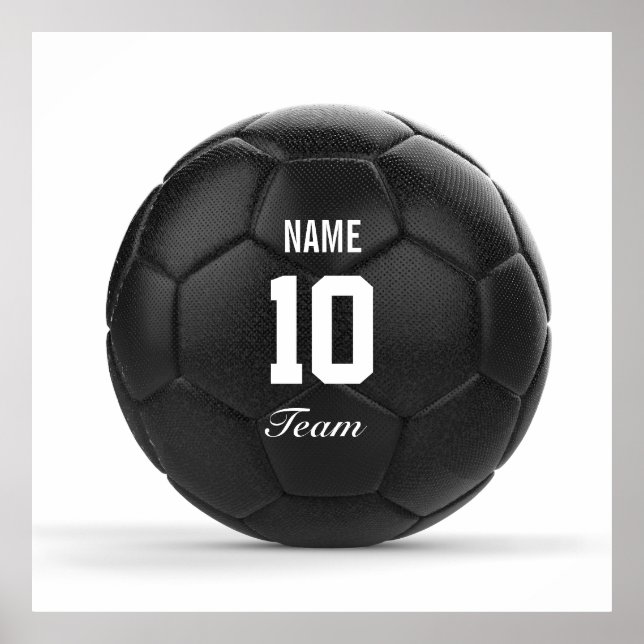 Modern Team Soccer Ball Personalized Text Poster (Front)