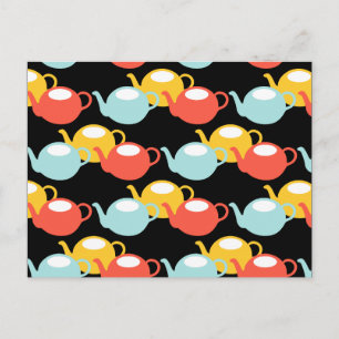 Modern Teapots Pattern Postcard