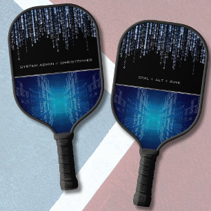 Modern Tech Binary Code Personalized Sports Pickleball Paddle