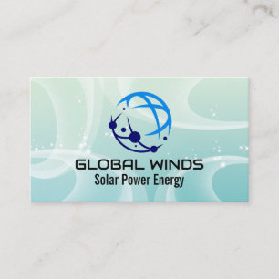 Modern Tech Globe Logo   Solar Winds Background Business Card