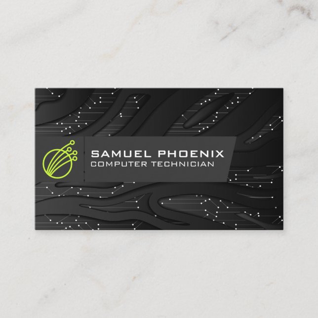 Modern Tech Icon  | Technology Business Card (Front)