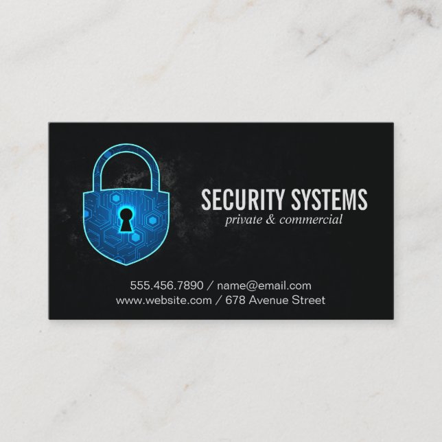 Modern Tech Security Pad Lock Business Card (Front)