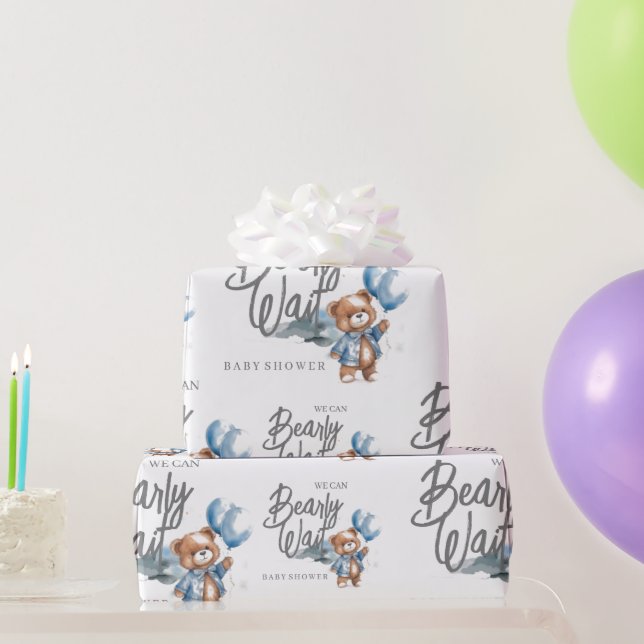 Modern Teddy Bear Baby boy Shower Wrapping Paper (Party Gifts)