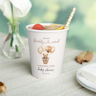 Modern Teddy Bear Gender Neutral Baby Shower  Paper Cups